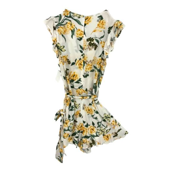 Steve Madden Yellow Floral V Neck Flutter Sleeve Romper Size XS NWOT - Picture 2 of 7